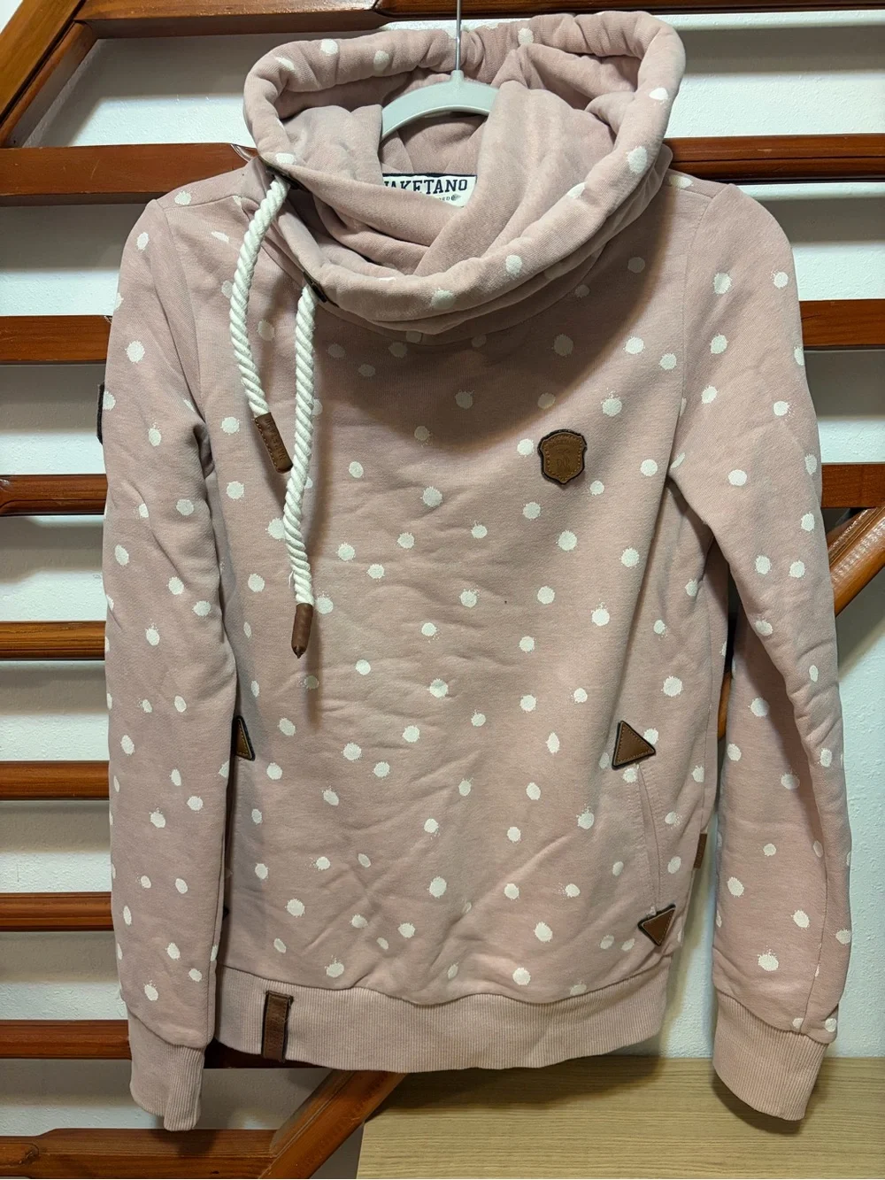 Naketano Dusty Rose Polka Dot Cowl Hoodie - Picture 1 of 4